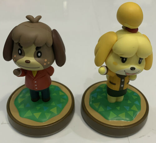 Isabelle & Digby Animal Crossing New Horizons Amiibo Figure Lot Super Smash Bros