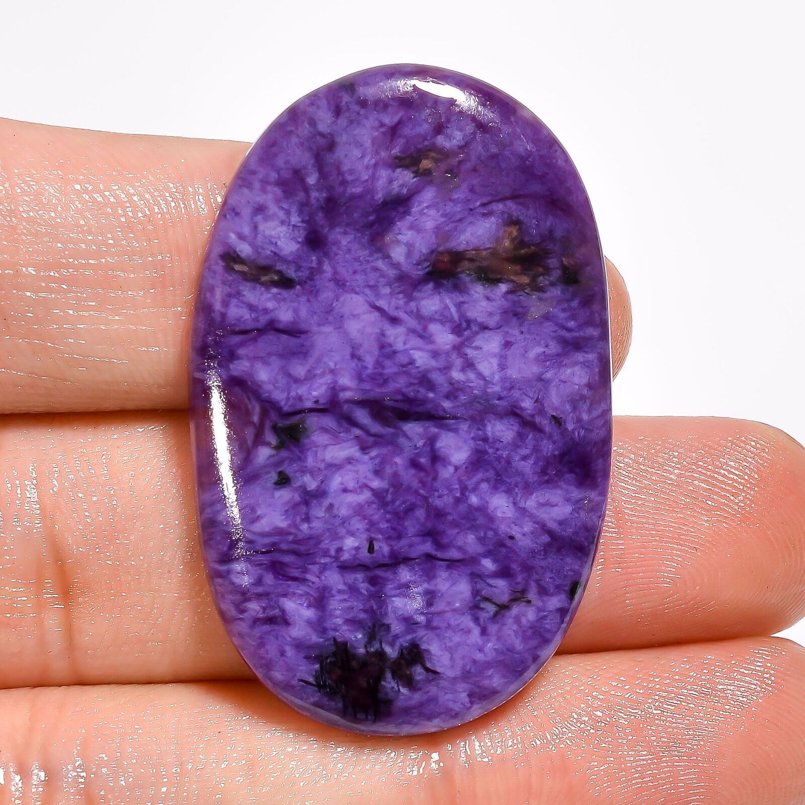 Charoite Oval Shape Cabochon Aaa 100% Natural Loose Gemstone 37.5 Ct. 39x25x4 Mm