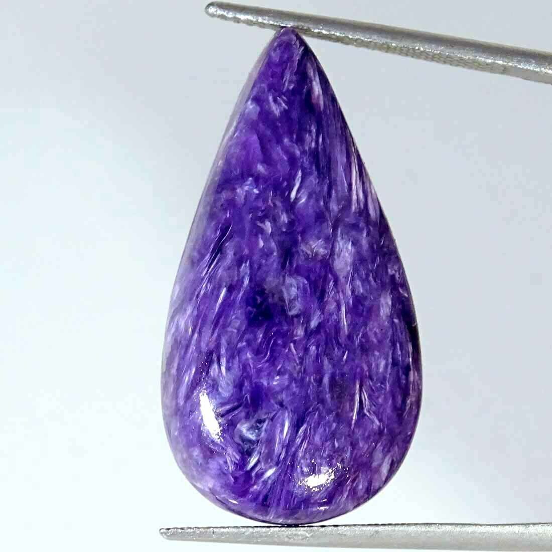 21.30cts Natural Purple Russian Charoite Pear Cabochon Loose Gemstone