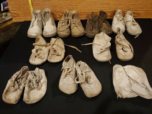 9 Antique Pairs Of Childrens Shoes