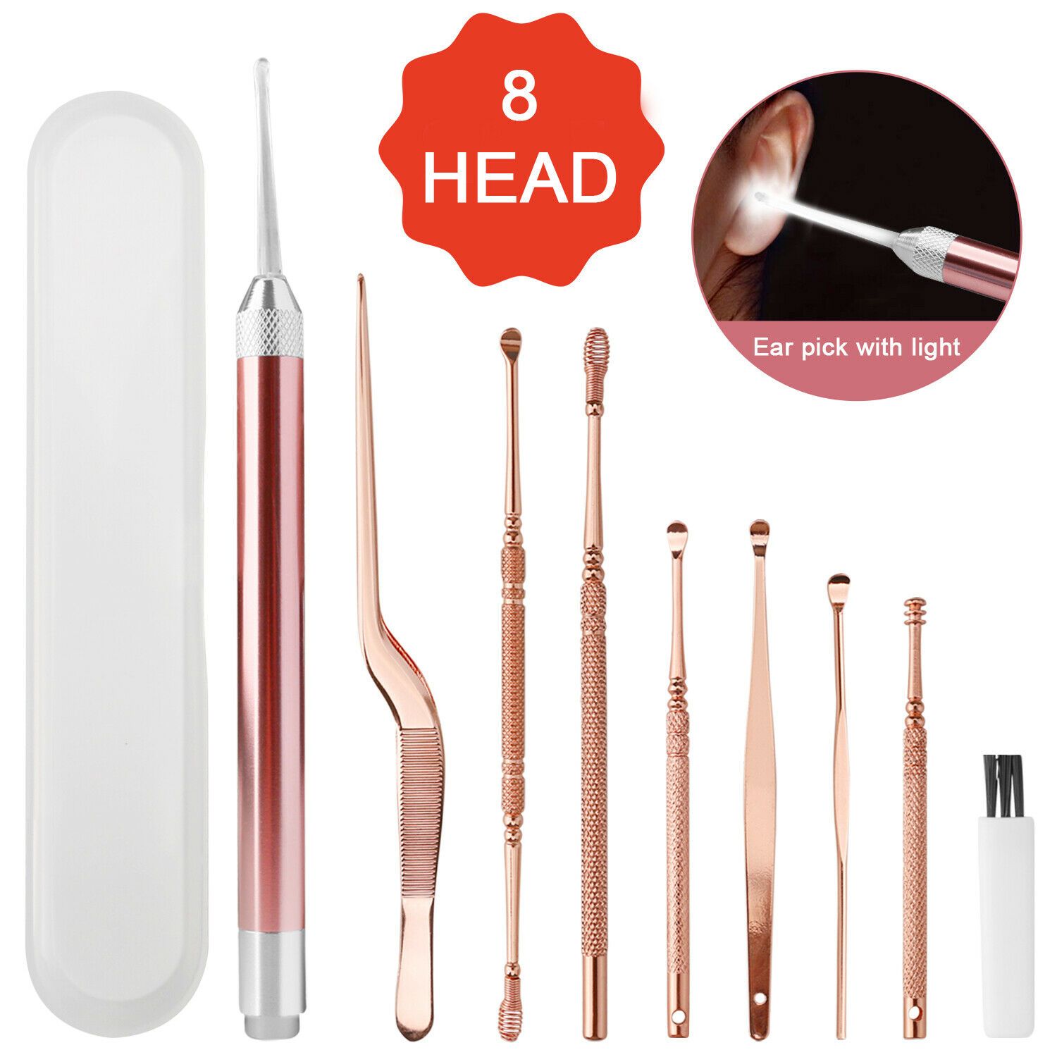 Led Light Ear Wax Removal Remover Kit Cleaning Tool Earwax Pick Cleaner Curette
