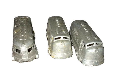 Midgetoy 3 Metalic Silver Trains & Passenger Cars Paint Wear