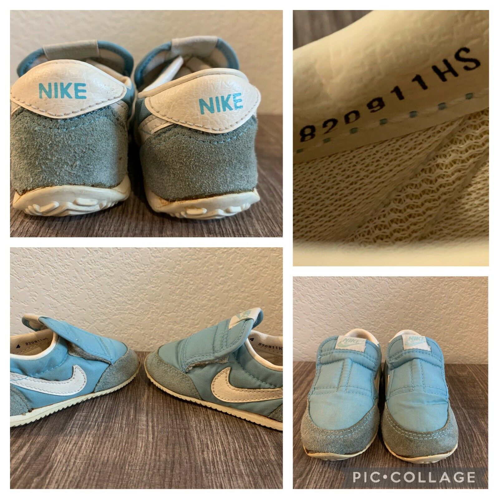 Og Vintage 1982 Nike Size 4 Baby Shoes White & Blue Og Cortez Oceania Slip On