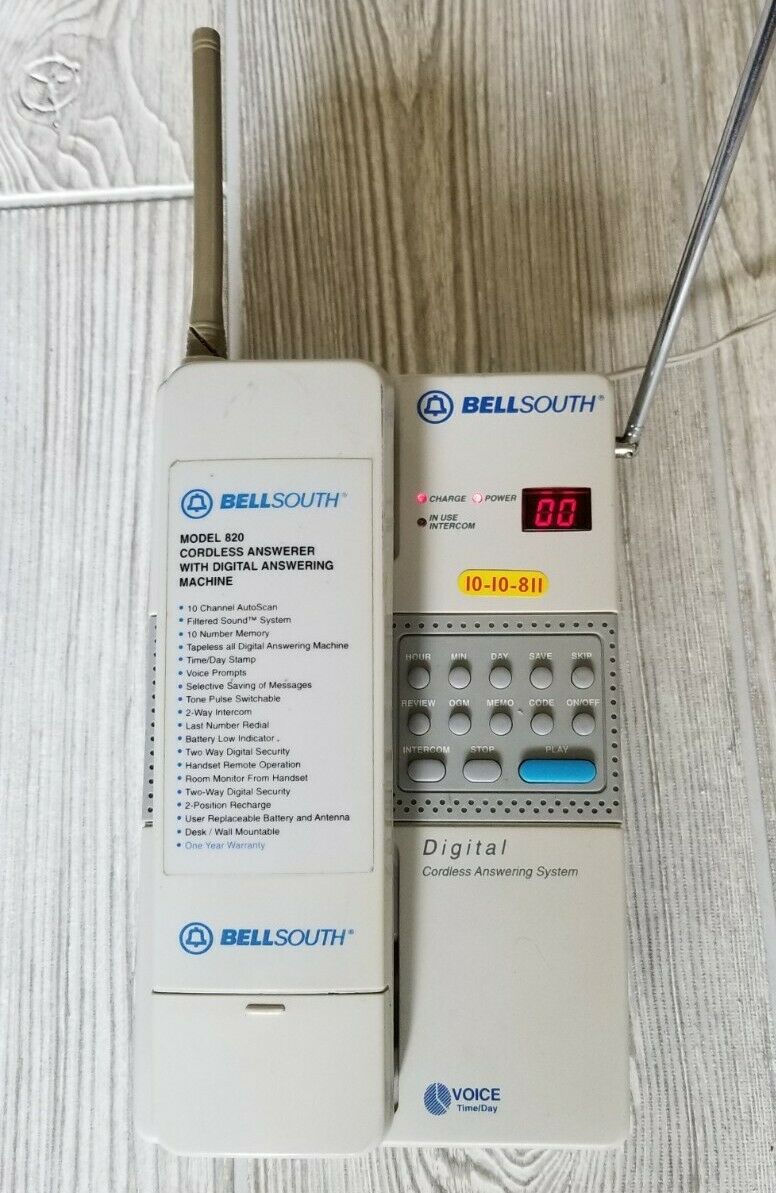 Vintage 90s Bellsouth 10 Channel Cordless Telephone Digital Answering System