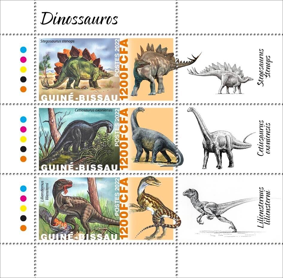 Dinosaurs Mnh Stamps 2022 Guinea-bissau M/s 3 Stamps