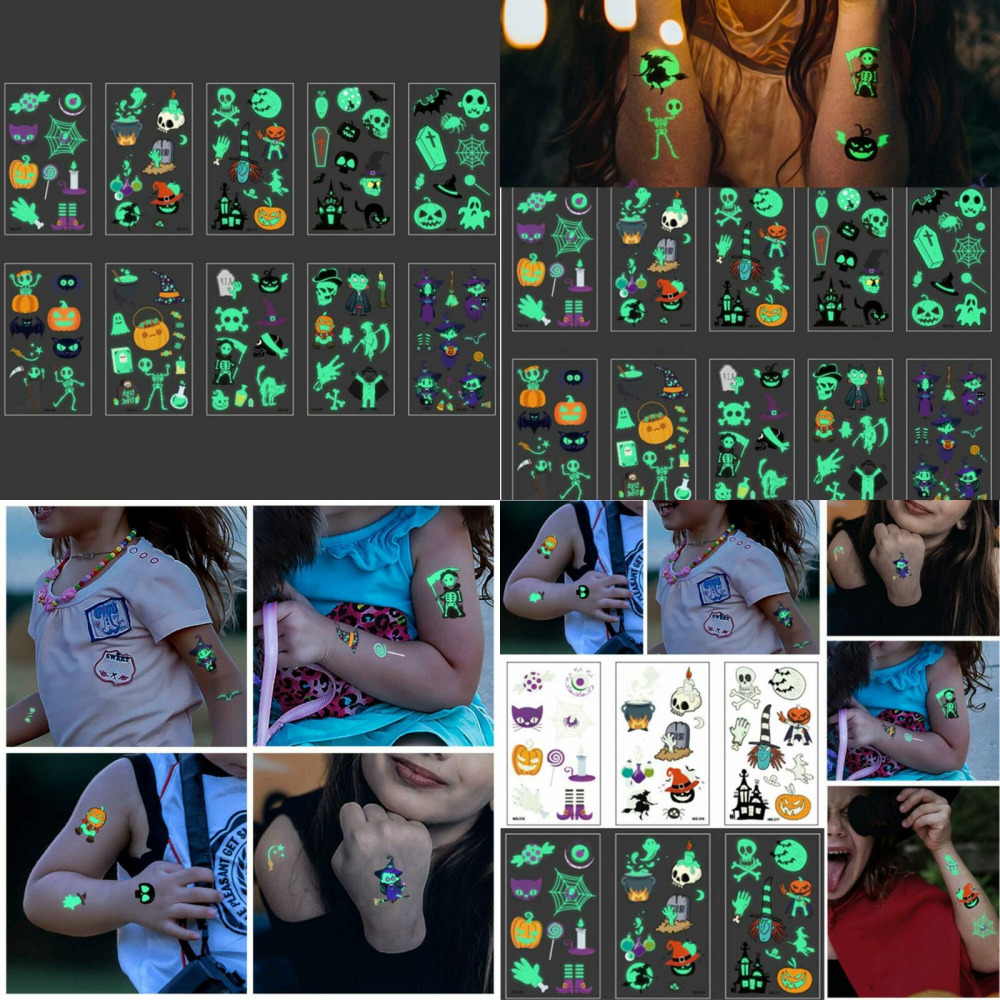 Kids Halloween Temporary Tattoo Stickers Glow In Darkness Children 1