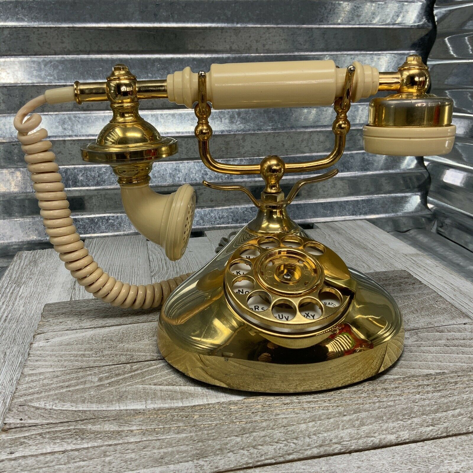 Vintage Phone Teleconcept Regal French Rotary Gold Ivory Trim