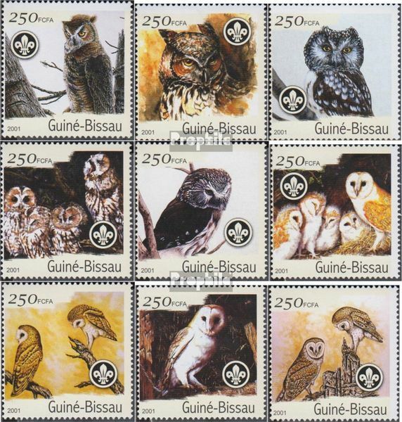Guinea-bissau 1428-1436 Mint/mnh 2001 Birds