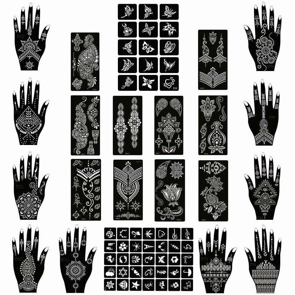 22 Airbrush Tattoo Stencil Body Painting Kids Adults Glitter Temporary Templates