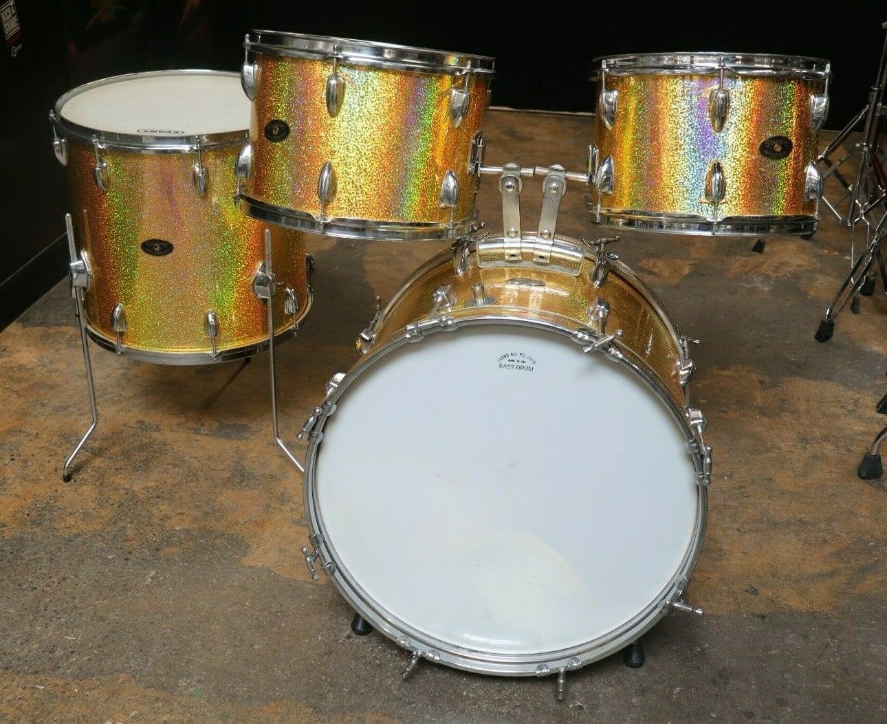 Stewart 4pc Drum Set Yellow/orange Reflective Vintage 1970's
