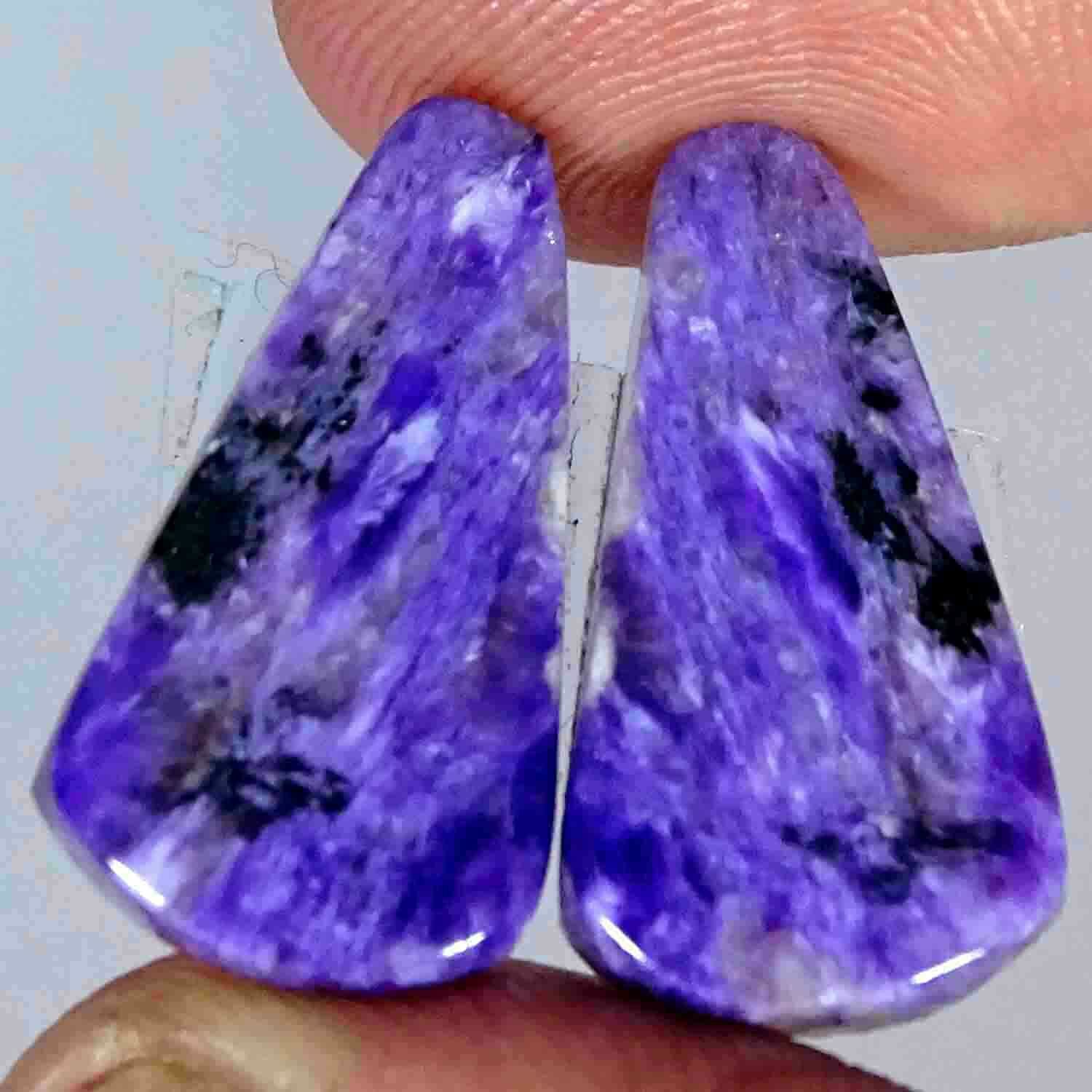 20.30cts 100% Natural Blue Purple Russian Charoite Fancy Pair Cabochon