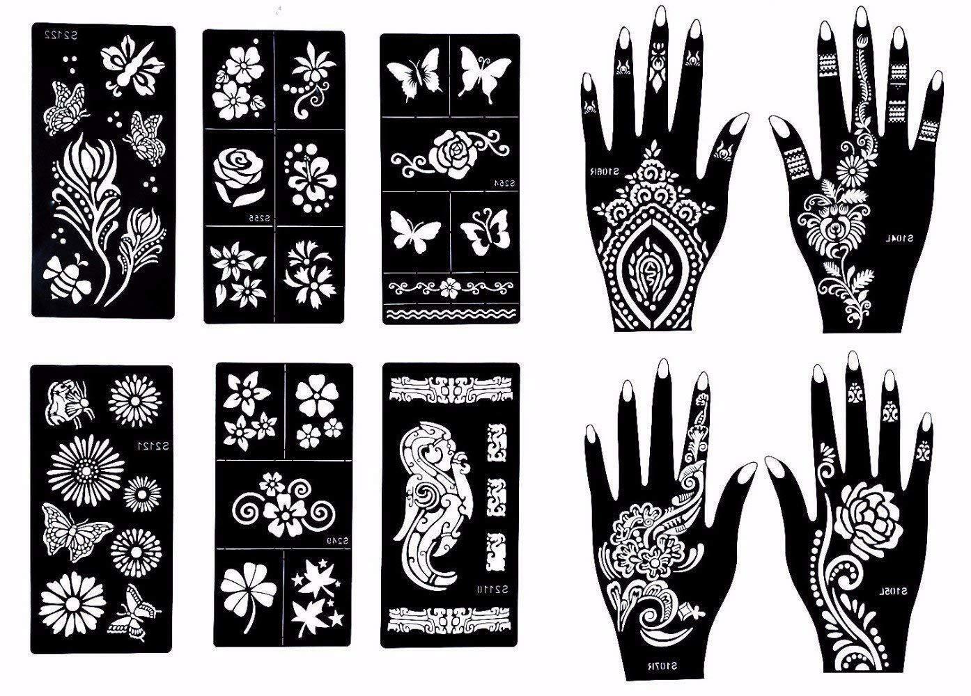 Reusable Stencils For Henna Tattoo (10 Sheets)  Body Art Temporary Tattoo