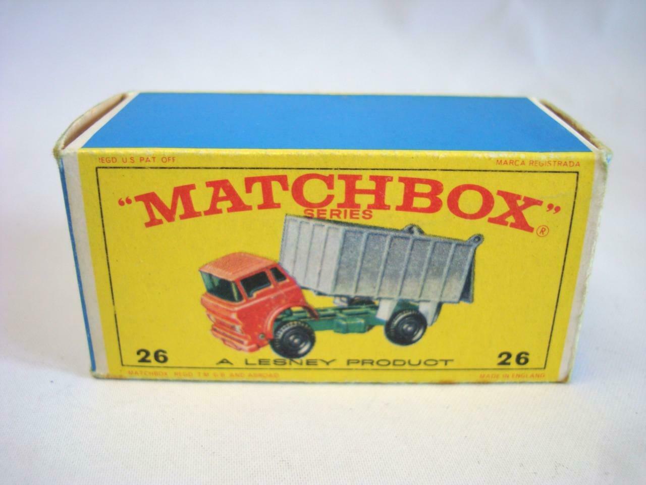 Vintage Matchbox Lesney Made In England - Empty Box No 26 G.m.c. Tipper Truck
